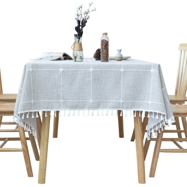 Mantel rústico de celosía, cuadrado de algodón y lino, para cocina, comedor, fiestas, festividades y Navidad (2 colores, 11 tamaños)