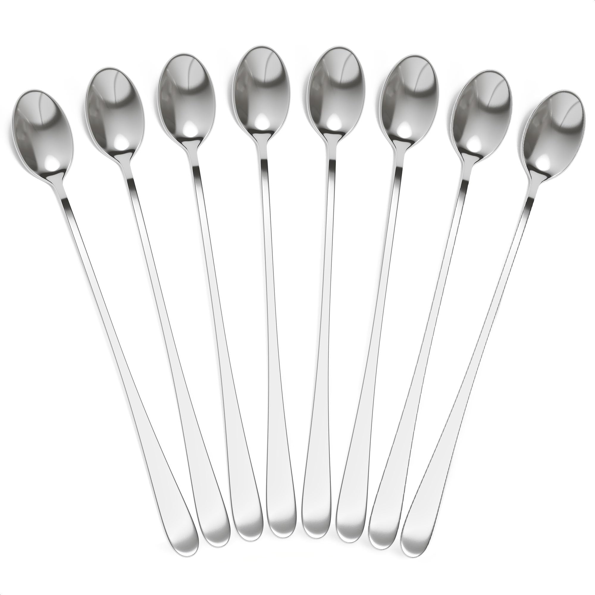 The Little Green Change - Juego De 8 Cucharas De Café Largas De Acero Inoxidable, 23 Cm, Aptas Para Lavavajillas