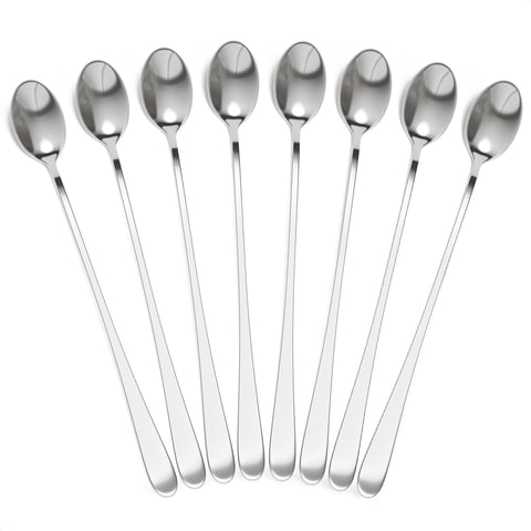 The Little Green Change - Juego De 8 Cucharas De Café Largas De Acero Inoxidable, 23 Cm, Aptas Para Lavavajillas