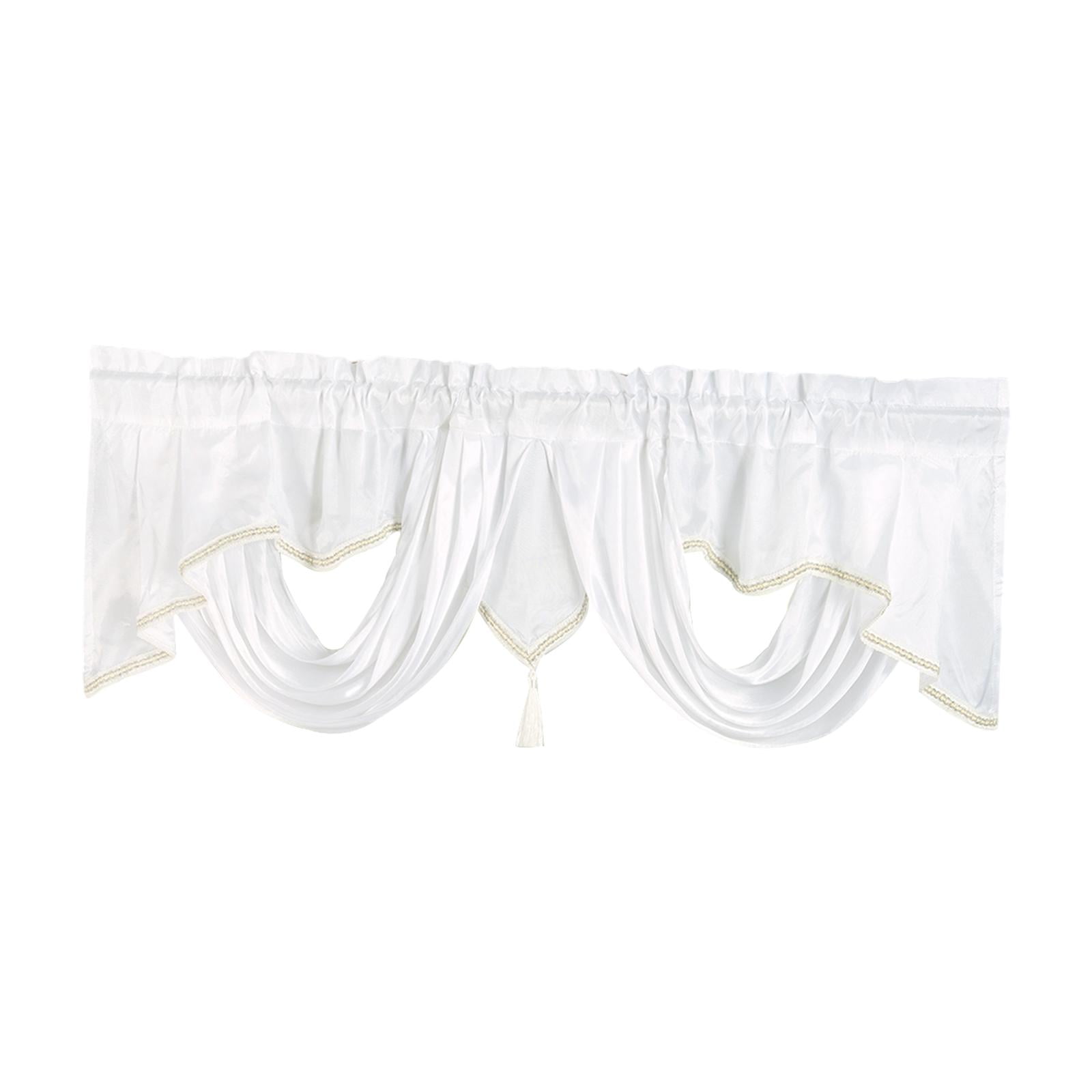 Bothyi - Cortina Con Bolsillo Para Barra, Decoración De Cenefa, Cortina Corta Para Baño, Dormitorio, Sótano, Color Blanco