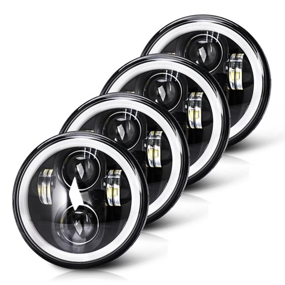 Faros LED UNI‑SHINE 15 cm ámbar con luces diurnas – paquete de 4