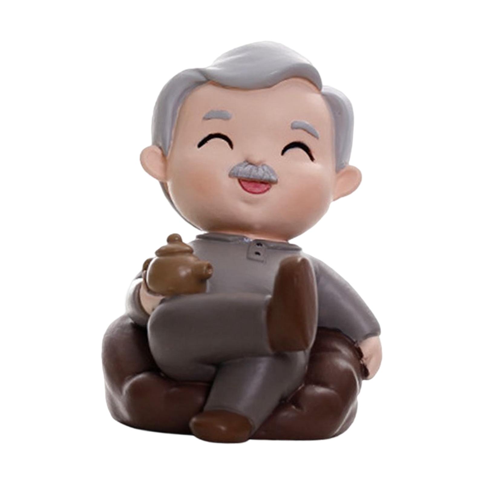 Bothyi - Linda Abuela Abuelo Estatua Miniatura Figurita Escritorio Pastel Topper Muñeca Abuelo