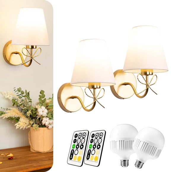 Apliques de Pared Mesuz de Latón con Batería y Control Remoto – Pack de 2