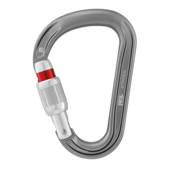 Mosquetón Petzl Attache gris 21kN con sistema Screw-Lock