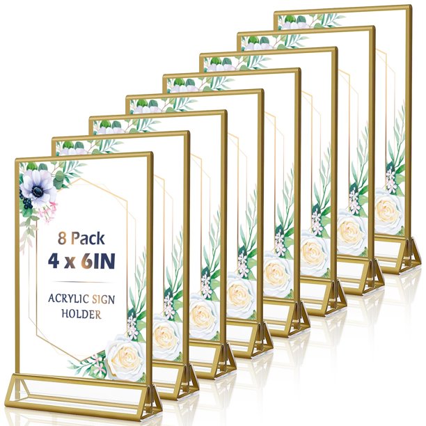 Soportes acrílicos para letreros Rogeramz, 4 x 6 unidades, paquete de 8 con soporte vertical