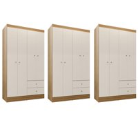 Movelaria - Combo 3 Closet Versa 4 Puertas Off White K42X3