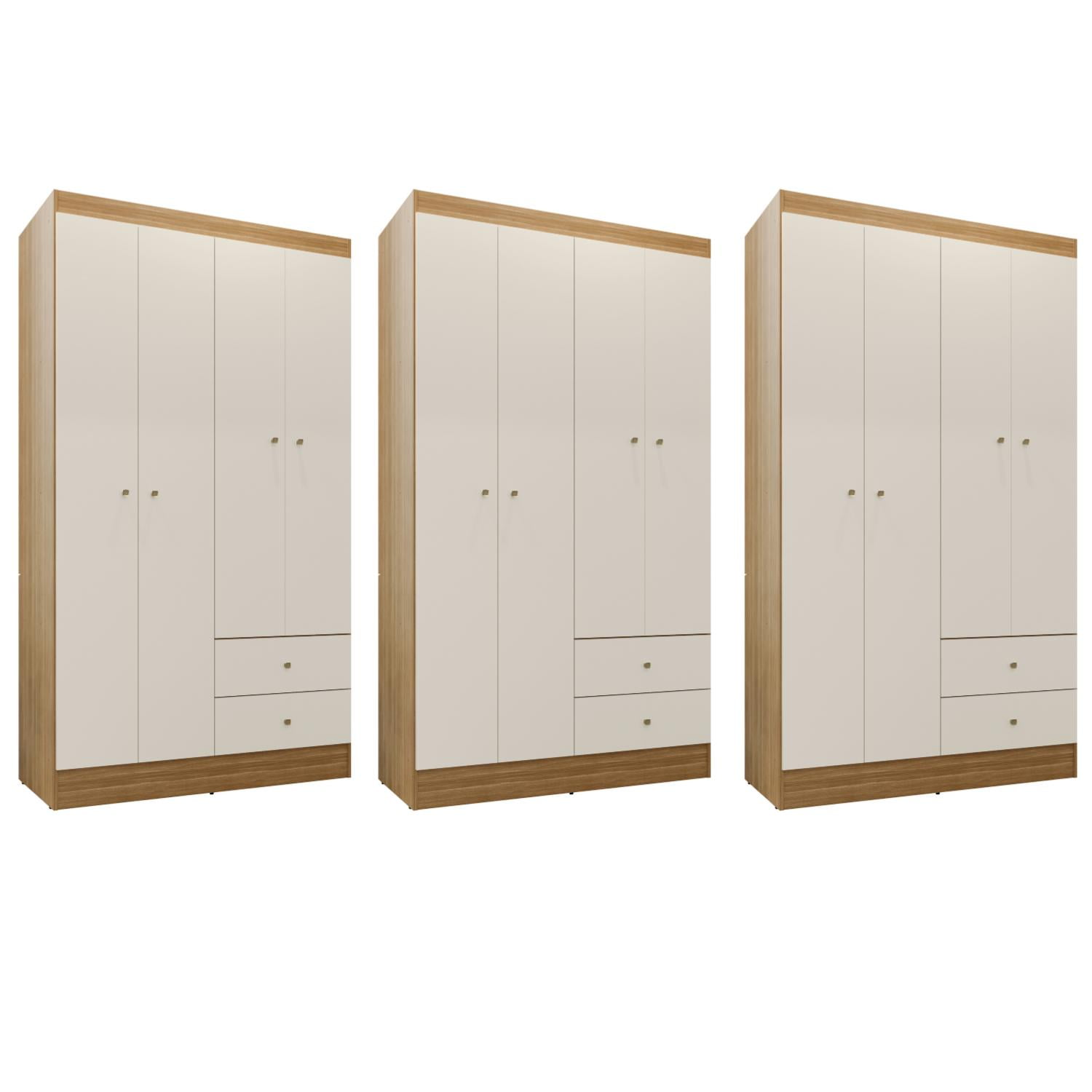 Movelaria - Combo 3 Closet Versa 4 Puertas Off White K42x3 Blanco