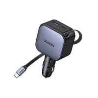 Cargador De Coche Ugreen De 90 W Retráctil De Carga Rápida Usb-C De 3 Puertos