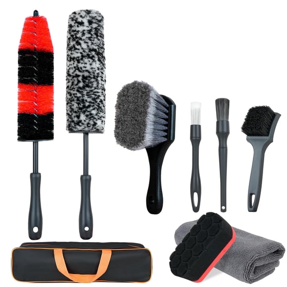 Kit de Cepillos para Detallado de Automóviles BRUSH FAMILY 9 Piezas – Limpieza sin Rayones