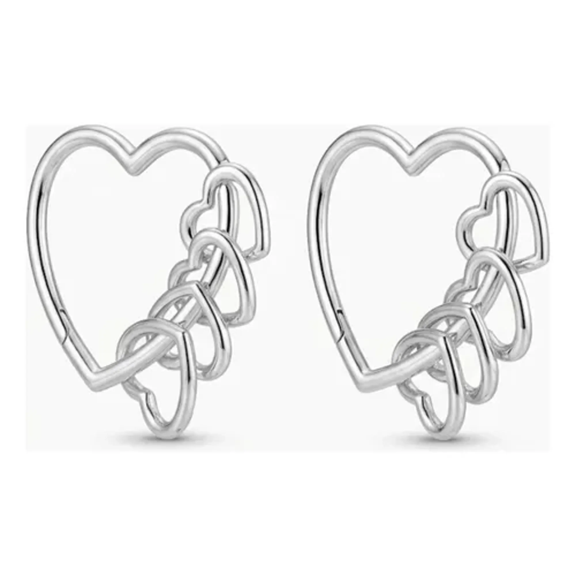 Marca - Aros Corazón Plata 925 Argolla 3 Corazones Colgantes Nordvik Plateado