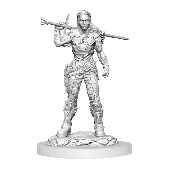 Miniatura de WizKids, la maravillosa luchadora orca femenina de D&D Nolzur