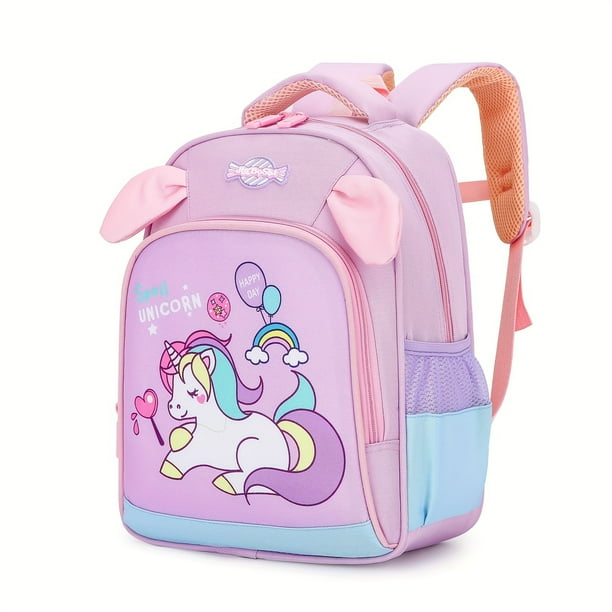 New Children's Cartoon Cute Unicorn Dinosaur Astronaut Backpack, Double-layer Multi-functional Large Capacity Backpack Lightweight Breathable Student School Bag Travel Backpack
