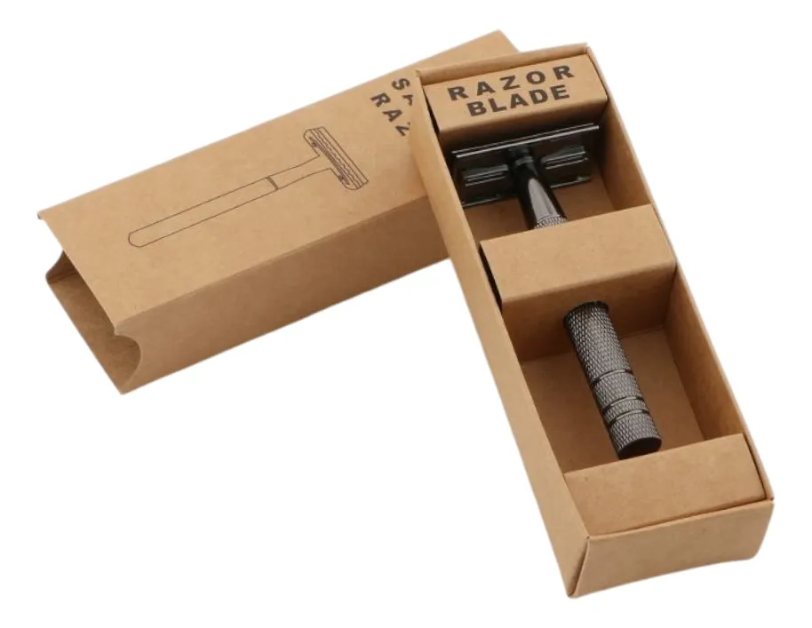 Linastore - Cuchilla De Afeitar Clásica De 3 Piezas Con Doble Borde Caja Marron