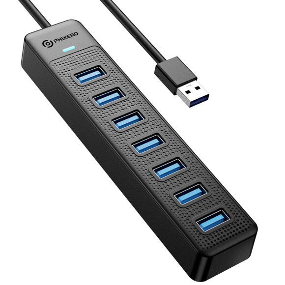Hub USB PHIXERO de 7 puertos USB 3.2 con cable de 15 cm para PC