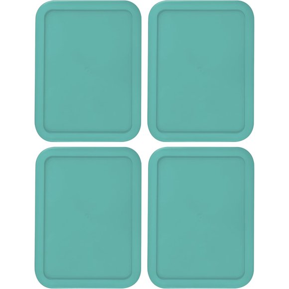 MRX Solutions Tapas de Repuesto Turquesa para Recipientes Pyrex Rectangulares de 3 Tazas, Set de 4