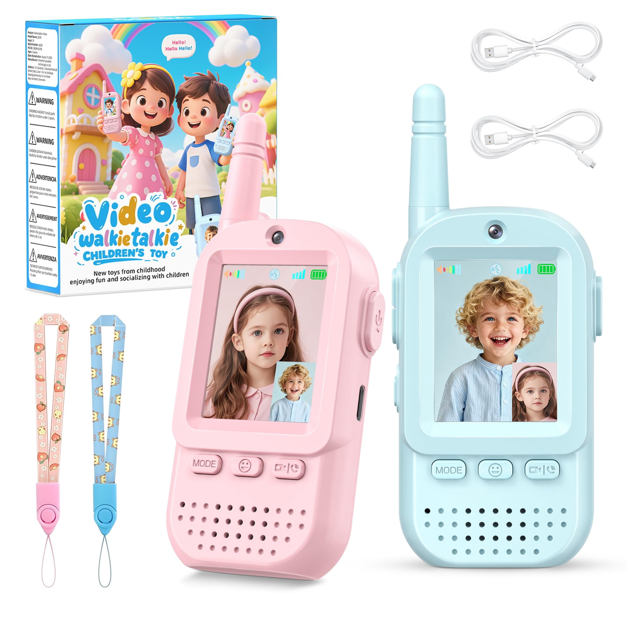 Walkie Talkies De Video Esiytgop Para Niños, Pack De 2 Con Cámara Hd