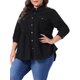 thumbnail image 4 of Agnes Orinda Trajes de Halloween para Mujeres Tallas Grandes Camisas de Pana de Escuela Colegio Peplum con Botones Blusas con Bolsillos 3X Negro, 4 of 6