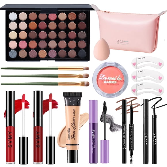 Set de Maquillaje PWYSHXDF Paleta de Sombras de Ojos y Brillo Labial - Regalo