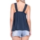thumbnail image 3 of INSPIRE CHIC Camiseta de Mujer para Regreso a Clases con Panel de Encaje, Cuello Cuadrado, Estilo Suelto, Color Azul Oscuro, Talla XS, 3 of 6