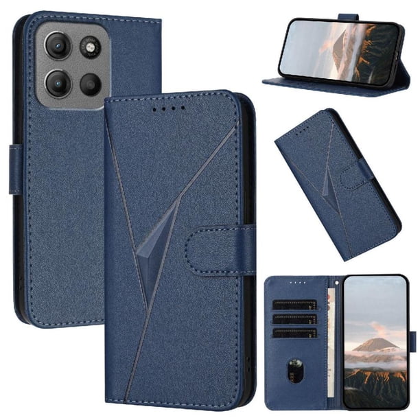 Funda Cartera Fibra de Carbono para Motorola MOTO G15 con Soporte y Cierre Magnético Azul