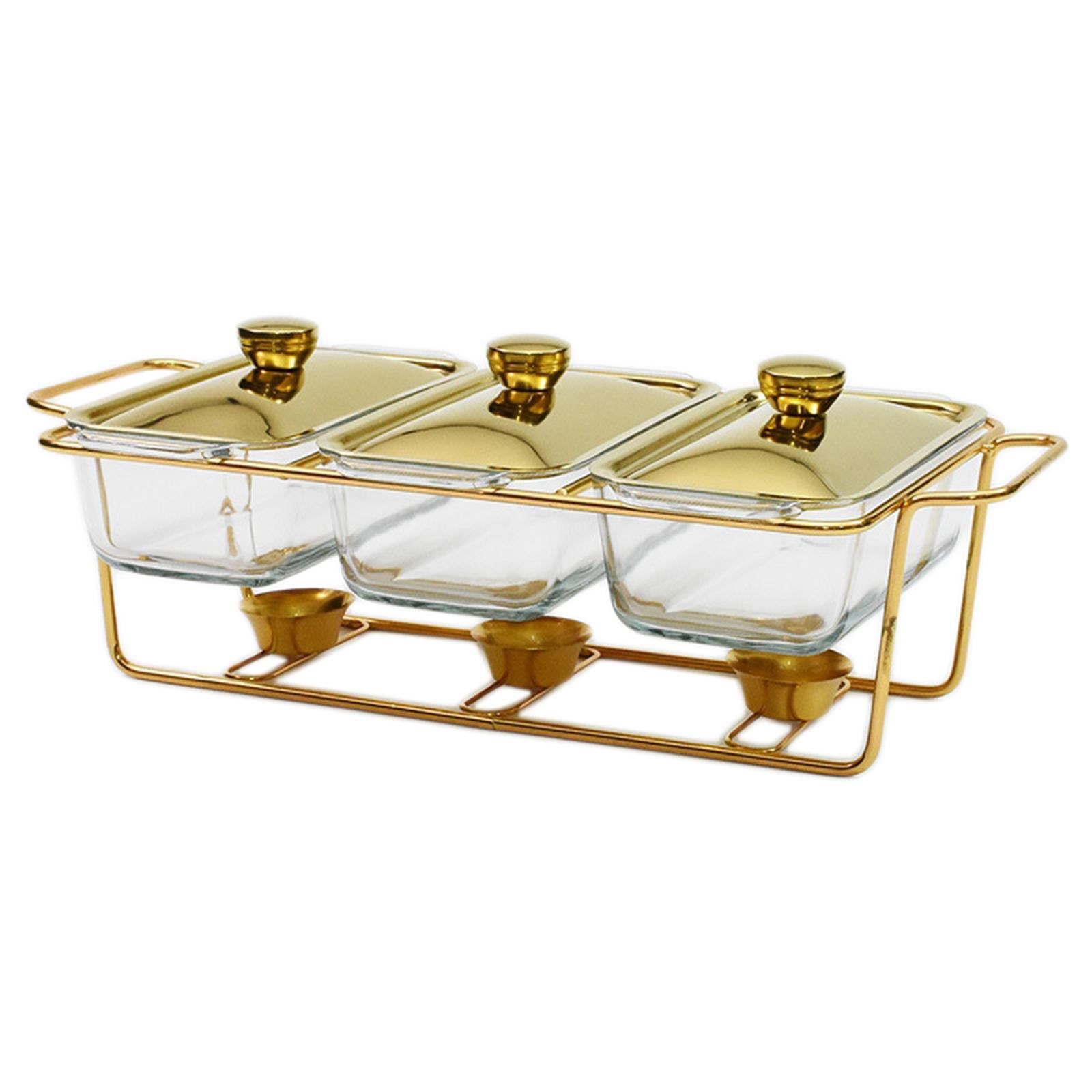 Bothyi - Calentadores De Alimentos Bandejas 3 Grid Buffet Calentador De Alimentos Pot Para Hotel Wedding 1.3l