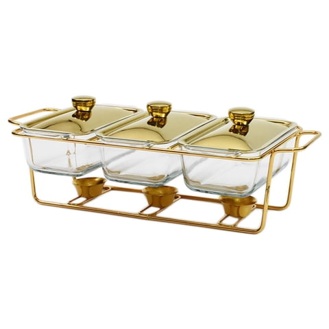 Bothyi - Calentadores De Alimentos Bandejas 3 Grid Buffet Calentador De Alimentos Pot Para Hotel Wedding 1.3L