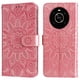 thumbnail image 1 of Funda tipo cartera FOXDOCK para Honor Magic 4 Lite 4G/5G , diseño girasol en relieve, cuero PU, cierre magnético, soporte y tarjetero, 1 of 5