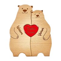 Magideal - Oso En Forma De Arte De Madera De Madera Escultura De Escritorio Adorno De Escritorio Decoración De Madera Familia De Osos Para El Calentamiento De La 2 Osos