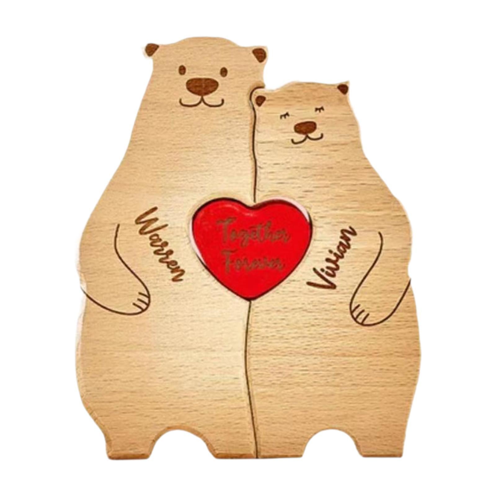 Magideal - Oso En Forma De Arte De Madera De Madera Escultura De Escritorio Adorno De Escritorio Decoración De Madera Familia De Osos Para El Calentamiento De La 2 Osos