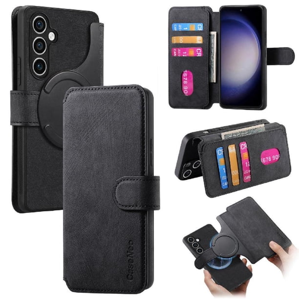 Funda Billetera Magnética para Samsung Galaxy S23 FE Soporte Tarjetas Desmontable Negro