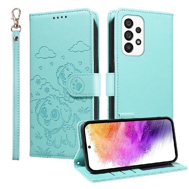 Funda Billetera FOXDOCK Compatible con Samsung Galaxy A73 5G, Diseño Perrito Tierno, Ranuras para Tarjetas y Soporte Plegable