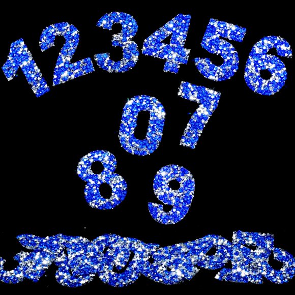 Pegatinas de números Locacrystal 60 uds 4 cm azul con cristales de strass