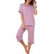 thumbnail image 1 of INSPIRE CHIC Conjunto de Pijama de Manga Corta para Mujer Pantalones Capri de Modal S Rosa, 1 of 6