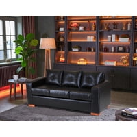 Muebles Altiro - Sofá Israel 3 Cuerpos - Cuero Sintético Pu Negro