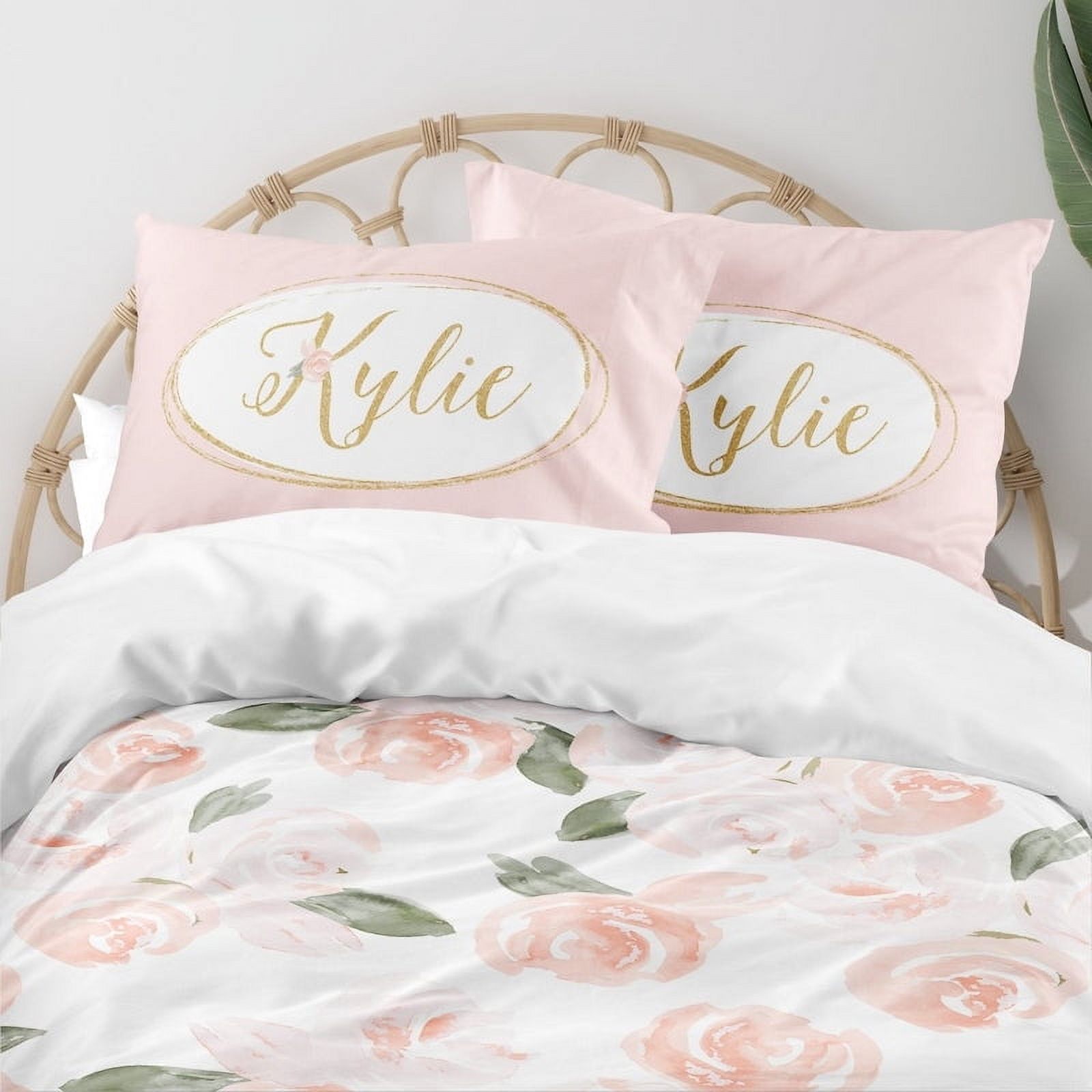 Milsleep - Juego De Cama Infantil Personalizado Acuarela Floral (Funda Nórdica O Edredón)
