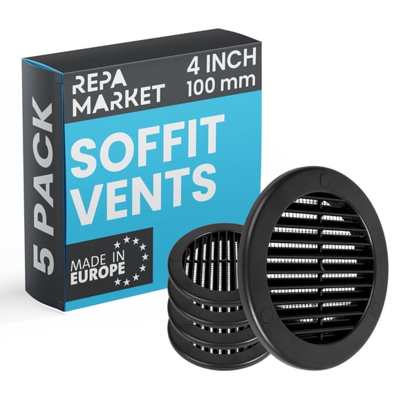 Cubierta para rejilla de ventilación Repa Market redonda negra de 10 cm, paquete de 5