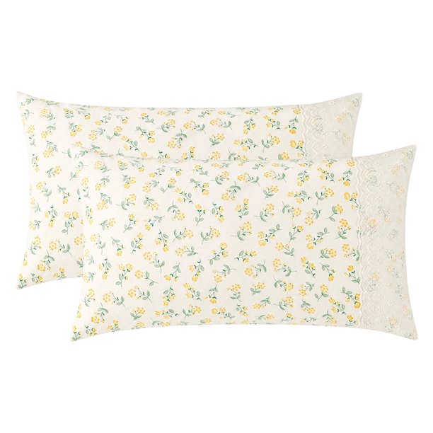 REGALWOVEN 2 Pcs Funda de Almohada de Algodón, Fundas de Almohada Suaves y Frescas con Cierre de Sobre, Resistentes a las Arrugas y Duraderas, Color F Queen