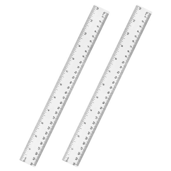 Regla Unjoo de 30 cm de plástico transparente - Pack de 2