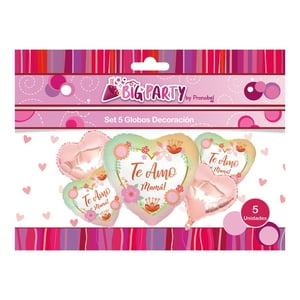 Set 5 Globos Foil Corazon Mamá Big Party
