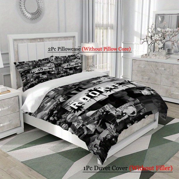3pcs Rookie Cop Collage Print Set Featuring Los Angeles Police Department Black and White Style Patterns Soft and Comfortable Bedding Set