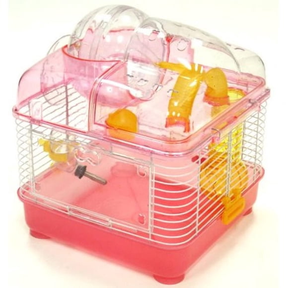 Jaula de plástico transparente para hámster enano y ratones con esfera rosa