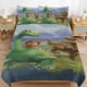 thumbnail image 1 of Juego De Ropa De Cama De Dibujos Animados De El Buen Dinosaurio Funda Nórdica Ultrasuave Y Agradable Para La Piel 3 Piezas Juego De Cama Con Funda De Edredón Adorable, 1 of 3