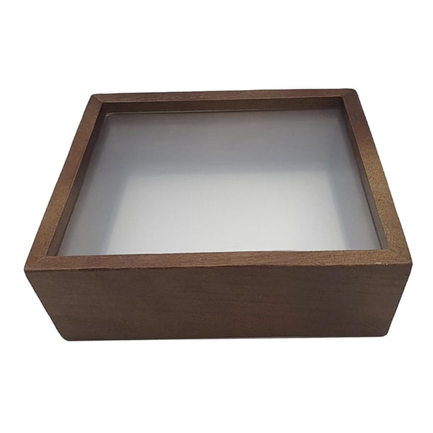 Caja de sombra de madera con marco de flores secas, vitrina de exhibición, adorno de mesa, caja de almacenamiento rústica de plexiglás para imágenes, 6 pulgadas