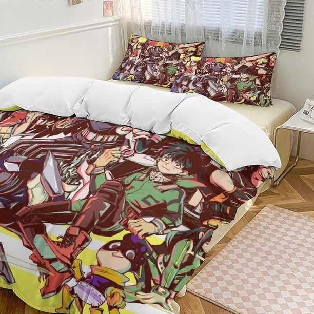 Juego de ropa de cama My Hero Academia. Ropa de cama cómoda y ligera con estampado de dibujos animados. Juego de 3 piezas (disponible en varios tamaños). Lc