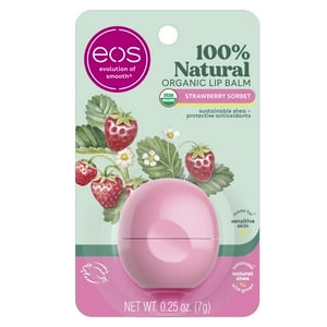 Bálsamo Labial Eos, Sorbete De Fresa 100% Natural Y Orgánico, 7 Ml