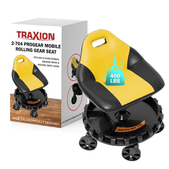 Asiento de Engranaje Traxion 180 kg Amarillo Móvil con Ruedas