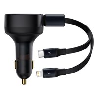 Cargador Rápido Para Auto Baseus 2 En 1 Usb C Y Lightning 30W Negro