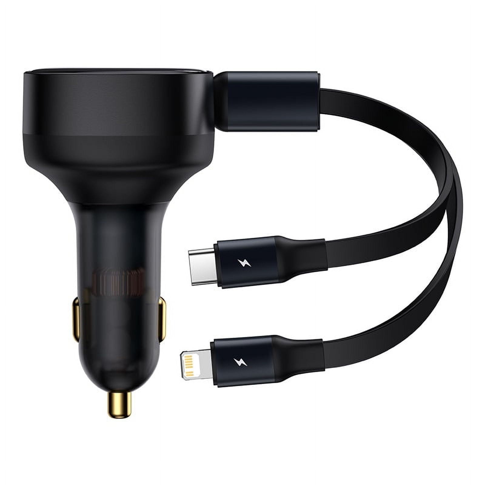 Cargador Rápido Para Auto Baseus 2 En 1 Usb C Y Lightning 30w Negro