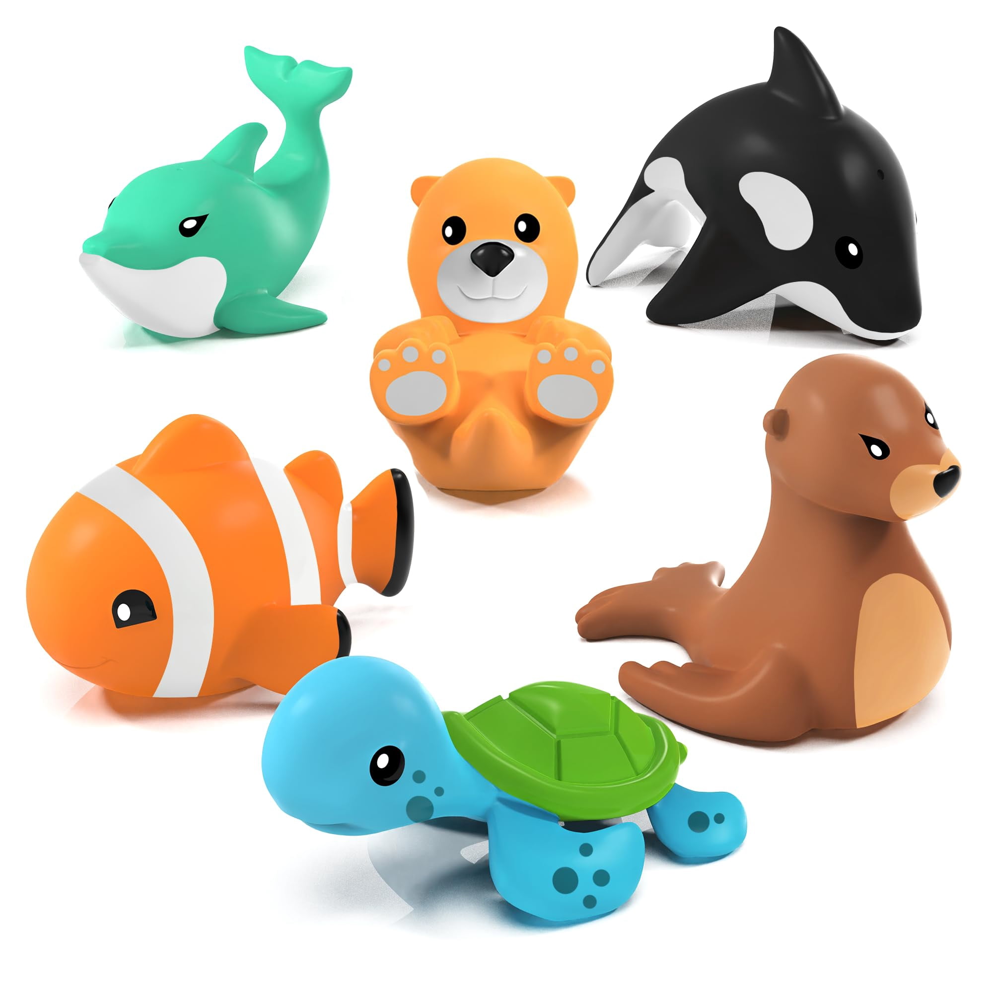 Bath Toys Tub Works Marine Sin Moho, Paquete De 6 Unidades Para Bebés Y Niños Pequeños