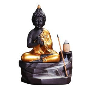 Bothyi - Buda Incienso Titular Sentado Estatua De Buda Figuritas Hechas A Mano Para El Estudio
